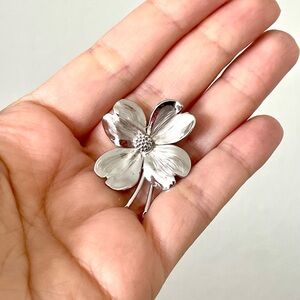 Vintage HSB Harry S Bick Sterling Dogwood Flower Brooch Floral Cute Pin Signed